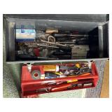 craftsman metal tool box,wrenches, wire pliers,