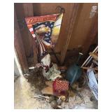 2 flag holders, birdhouse, patriotic gnome,