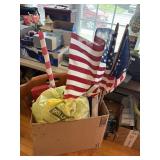 wicker basket, clock, cable ties, old phone,