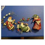 3 metal ornaments - old time santas