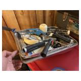 2 nice metal paint trays, various roller handles,