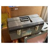 large 19' plastic tool box, tray, pop rivet gun,