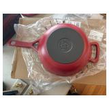 new 10' cast iron stir fry skillet red