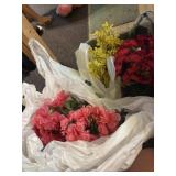 tote /lid faux flowers, yellow, red poppys,
