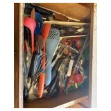 drawer of kitchen utensils and knives  kitchen