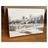 NEW stretch canvas WINTER BARN SCENE 14' x 10