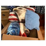 4 fleece throws, 2 pillows, twin size fleece sheet