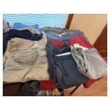 tote/ lid of 9 pr mens size 38 shorts, dockers,