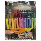 set of 36 bic permanent fine bold color markers,