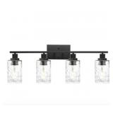 black vanity light with 4 lights