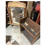 Wood Bookshelf & 2 Mirrors
