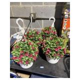 4 faux flowers hanging baskets