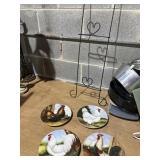 4 chicken plates David carter brown w/ wrought irn
