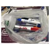 8 Expo Markers fine pt & 5 Pentel RSVP blue pens