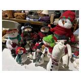 large lot of stuffed snowmen, various sizes