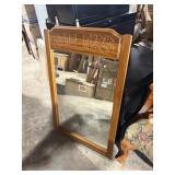 full length wall mirror wood & folding metal shelf