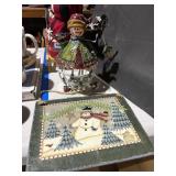Metal Snowman & plastic slate looking sign
