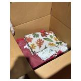 large box of  table linens, placemats, tablecloths