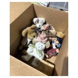 6 boyds bears and mexican doll & wood rocker