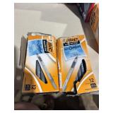 24  bic round stic grip black ink pens