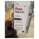 11 black & 1 blue Pentel RSVP ink pens