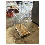 metal rack with wood shelf