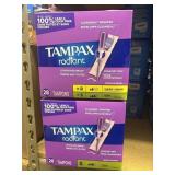 2 boxes TAMPAX radiant 28ct@  reg. & super tampon