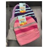 4 kids knit hats, pink, purple gray