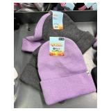 4 kids knit hats,, purple.gray