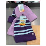 4 kids knit hats,, purple.blue stripe