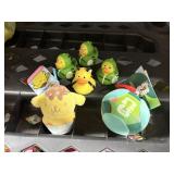 4 rubber ducks, hello kitty clip on & fifa clip on