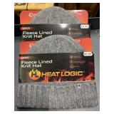 2 mens fleece lined knit hats gray