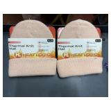 2 womens thermal knit hats pink heatlogic
