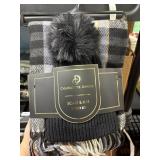 hat &scarf set, gray,blue,black, white