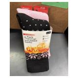 2 pr womens thermal insulated socks pink/black