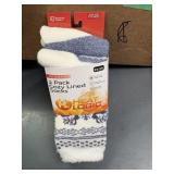 2 pr womens cozy lined socks, blue/white