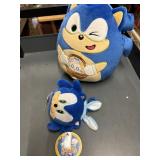 1 sonic squishmallow , 1 sonic clip on rabbit