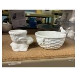 easter nest bowl with bunny, egg holder