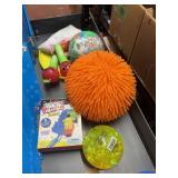 Toy Assortment - 3 balls, frisbee, shark puppet,