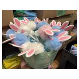 17 fluffy bunny pens, pink , blue, white