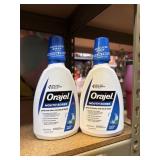 2 btls orajel pain relief rinse mint 16oz exp 1/28
