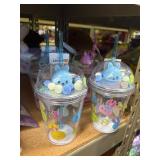 5 drinking cups with lids & straw bunny themed