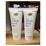 2 tubes dove whole body deodorant cream