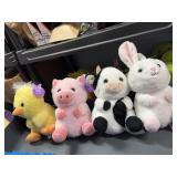 set of 4 plushies, duck, rabbit, cow, pig 8'@