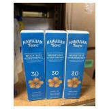3 btls hawaiian tropic face spf 30 21oz exp 9/26