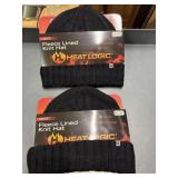 2 mens fleece lined knit hat black