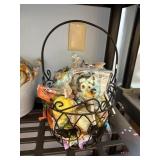 metal basket, of candy, twix eggs, chocolate