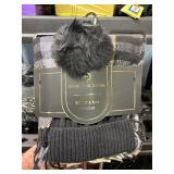 scarf & hat set gray, blue,black, brown