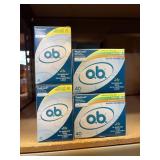 4 boxes OB TAMPONS 40ct@ various sizes