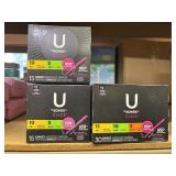 3 boxes of U by KOTEX 60 total regular to super